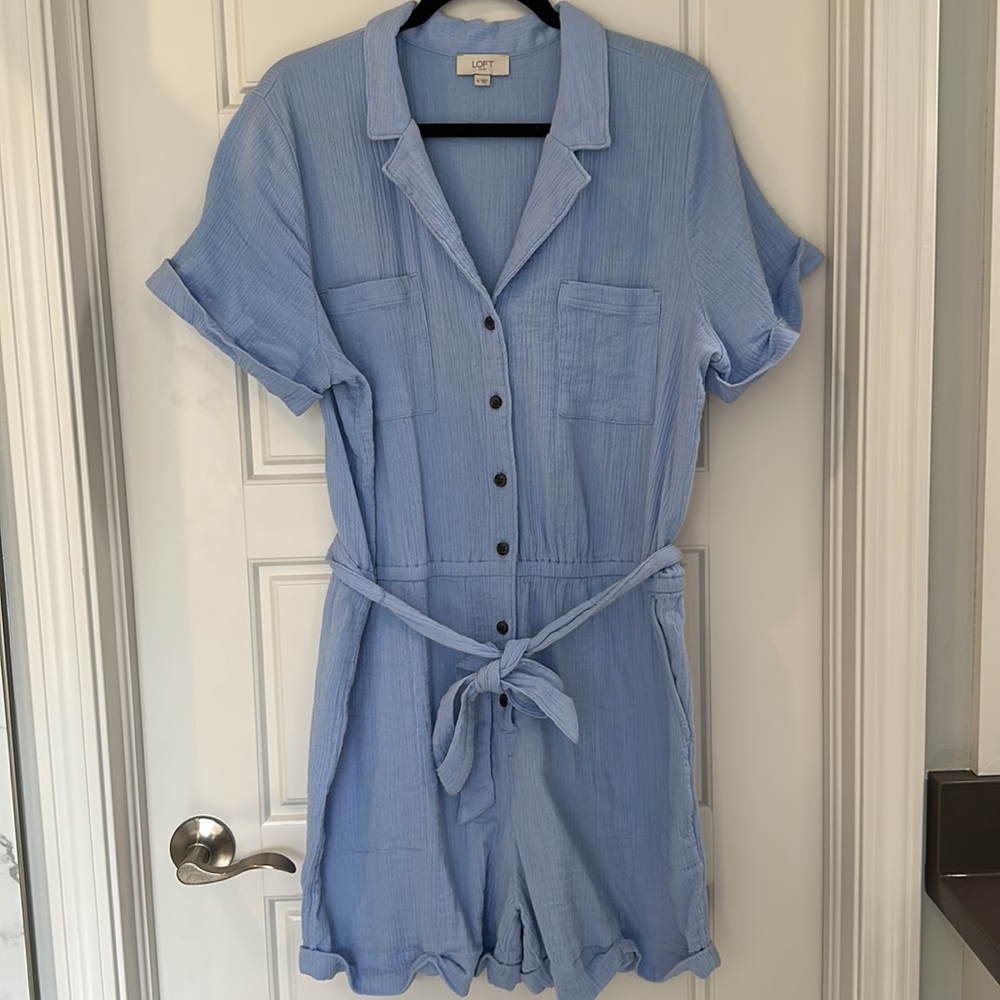 LOFT Ruffled Cotton Romper